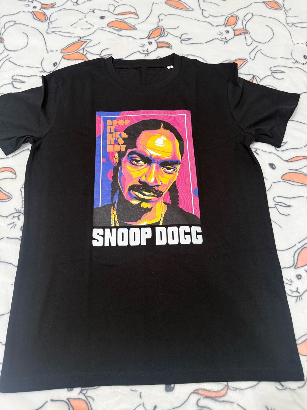 XS Snoop Dogg Black Graphic Tee with Colorful Portrait